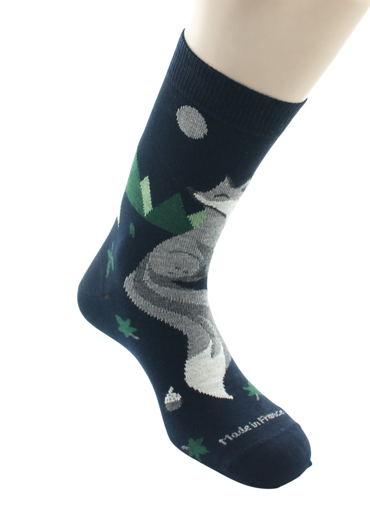 Chaussettes fantaisie homme en coton Renard Marine
