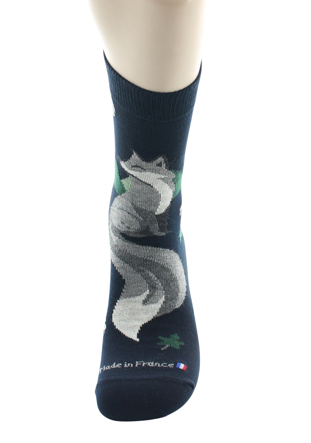 Chaussettes fantaisie homme en coton Renard Marine
