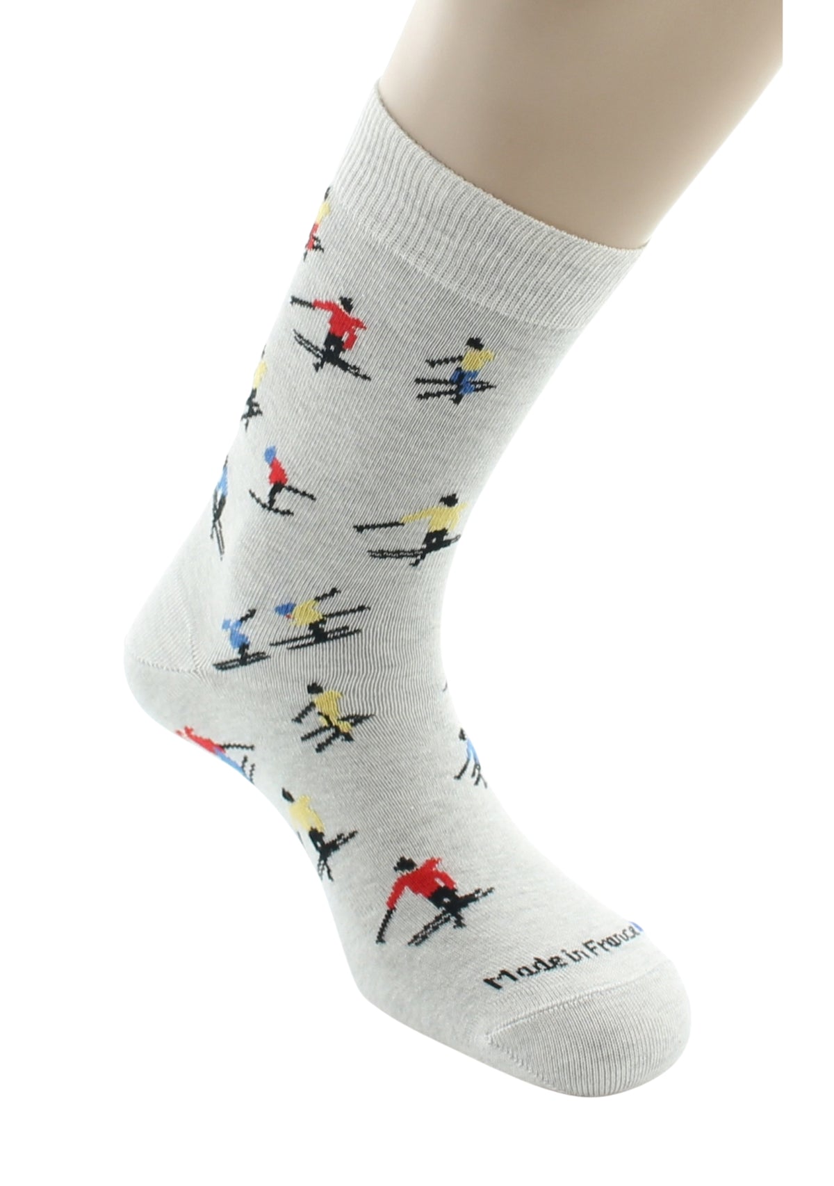 Chaussettes homme en coton motif Ski Gris