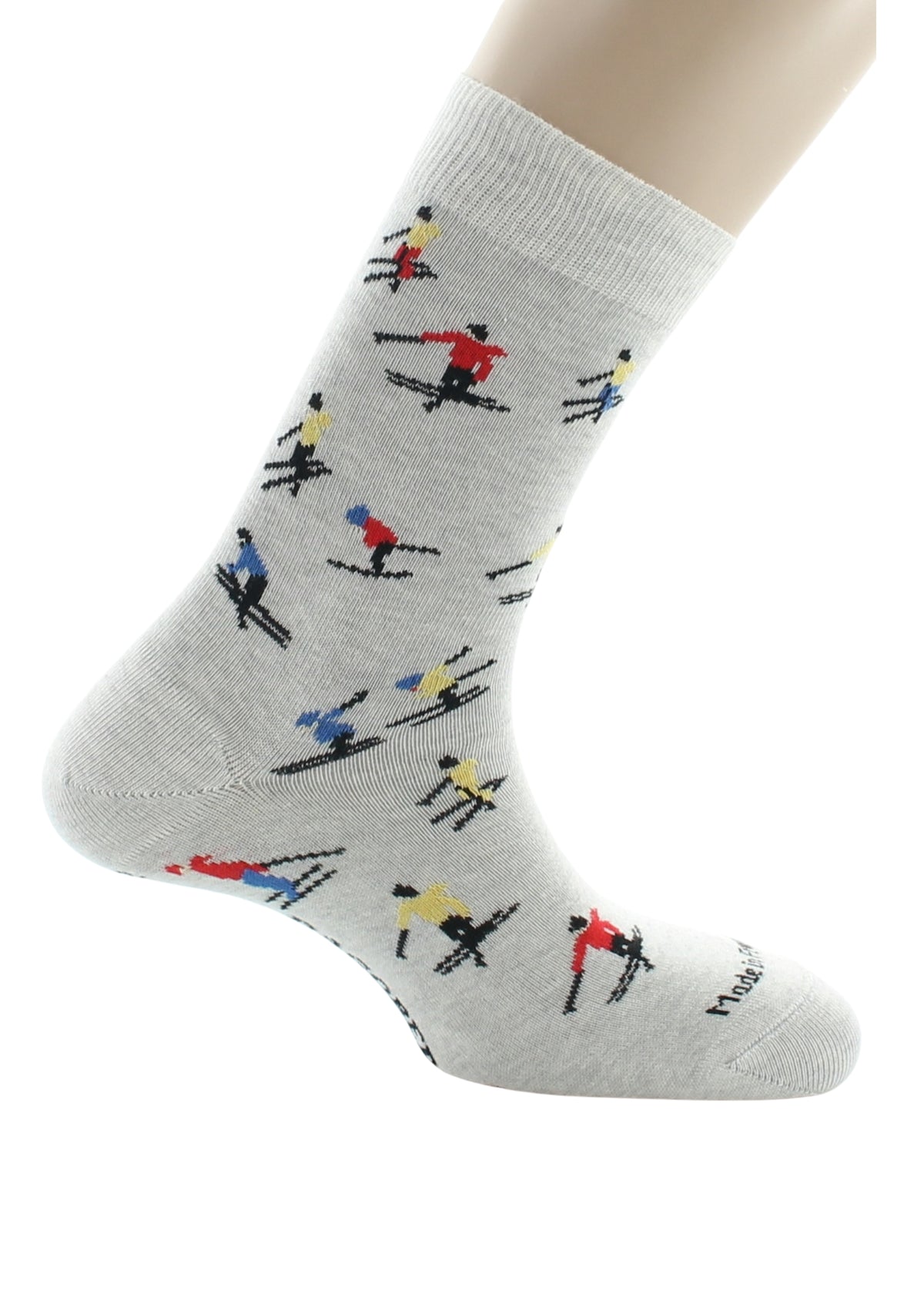 Chaussettes homme en coton motif Ski Gris