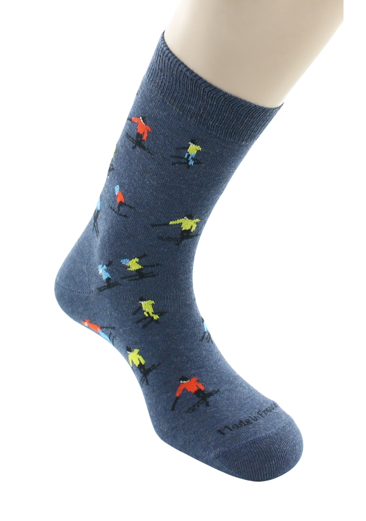 Chaussettes homme en coton motif Ski Bleu Jean