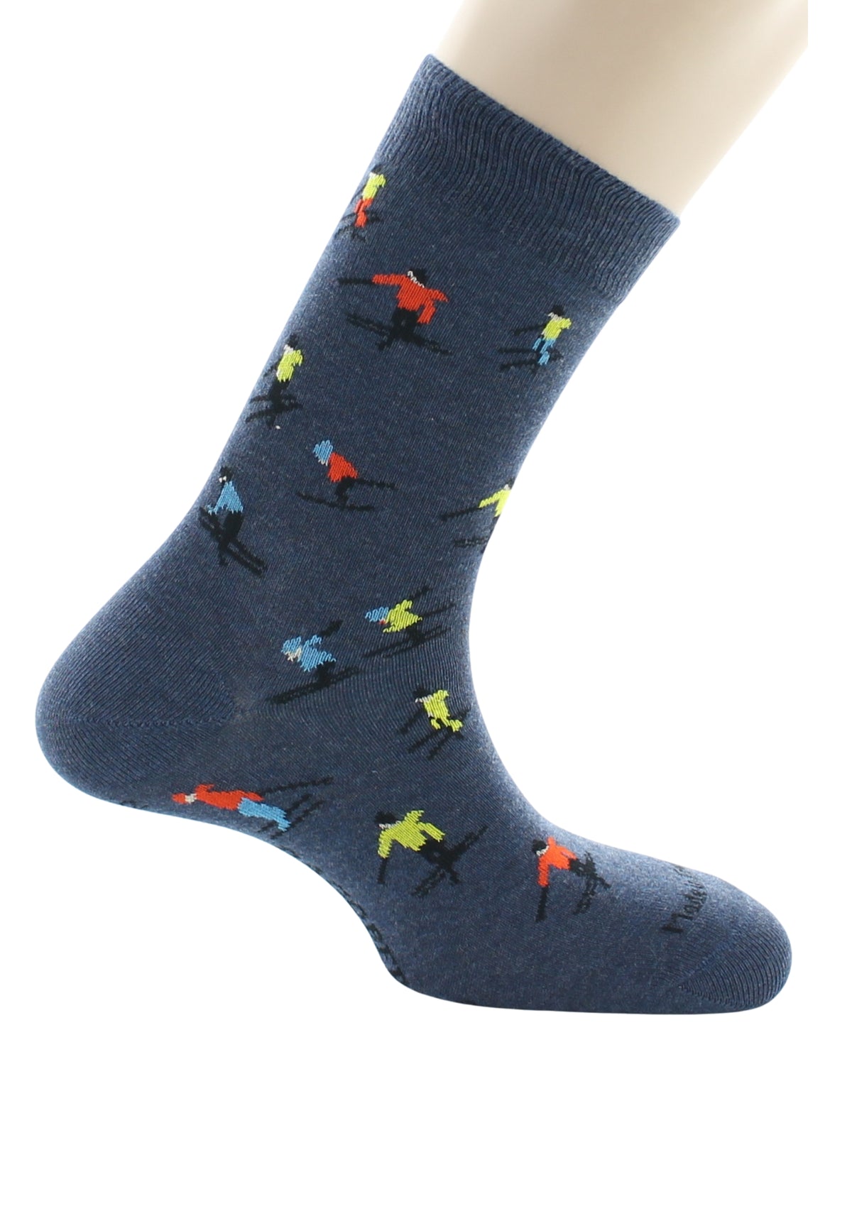Chaussettes homme en coton motif Ski Bleu Jean