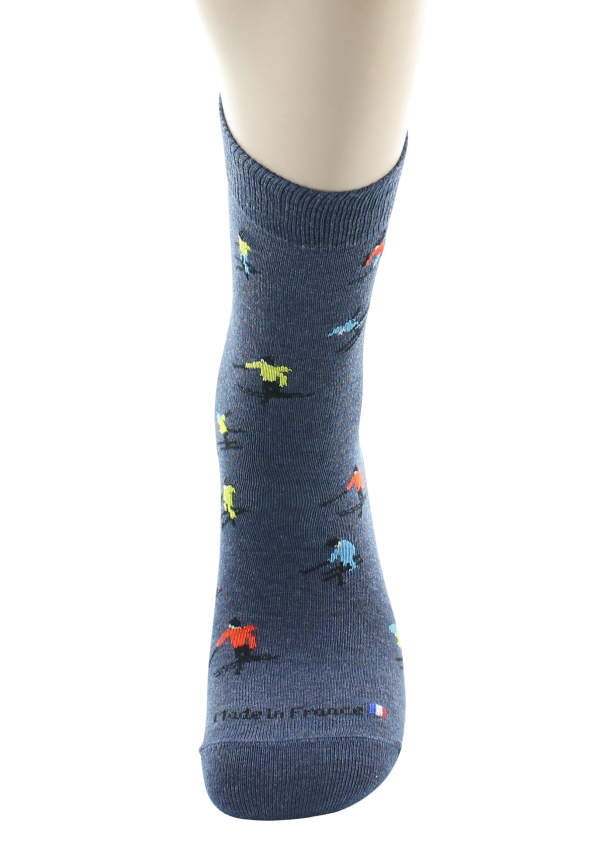 Chaussettes homme en coton motif Ski Bleu Jean