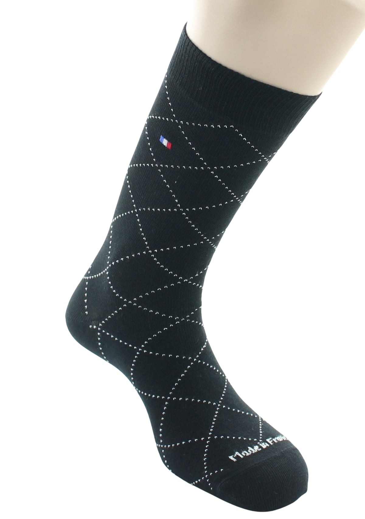 Chaussettes homme en coton à losanges Noir - Perrin 1924