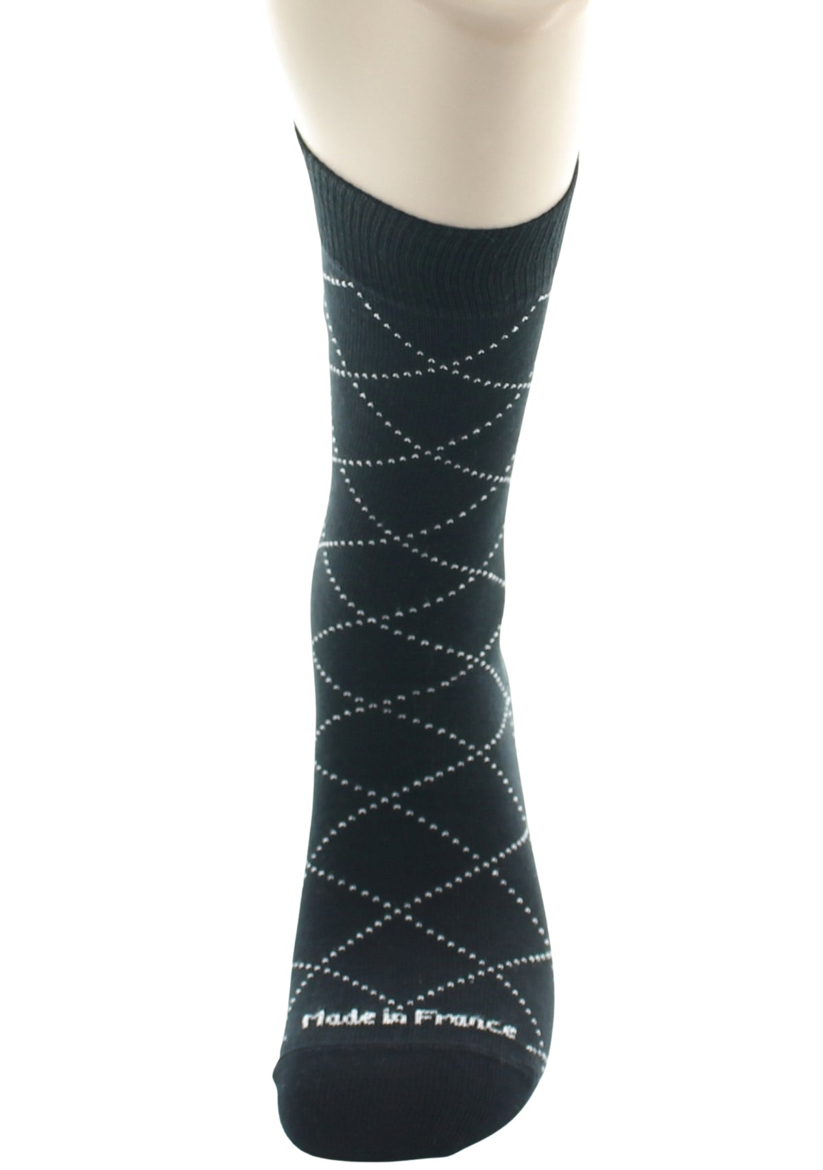 Chaussettes homme en coton à losanges Noir - Perrin 1924