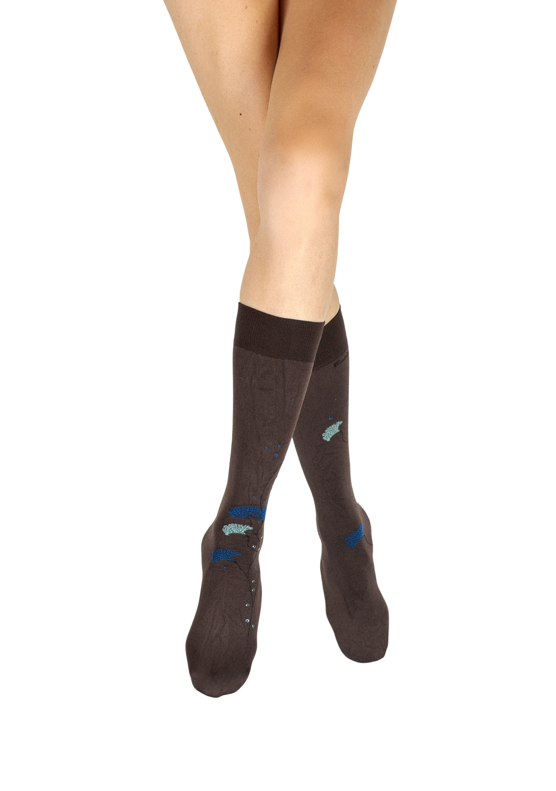 Mi-bas femme 40 deniers Berthe Albizia Marron/Bleu/Vert