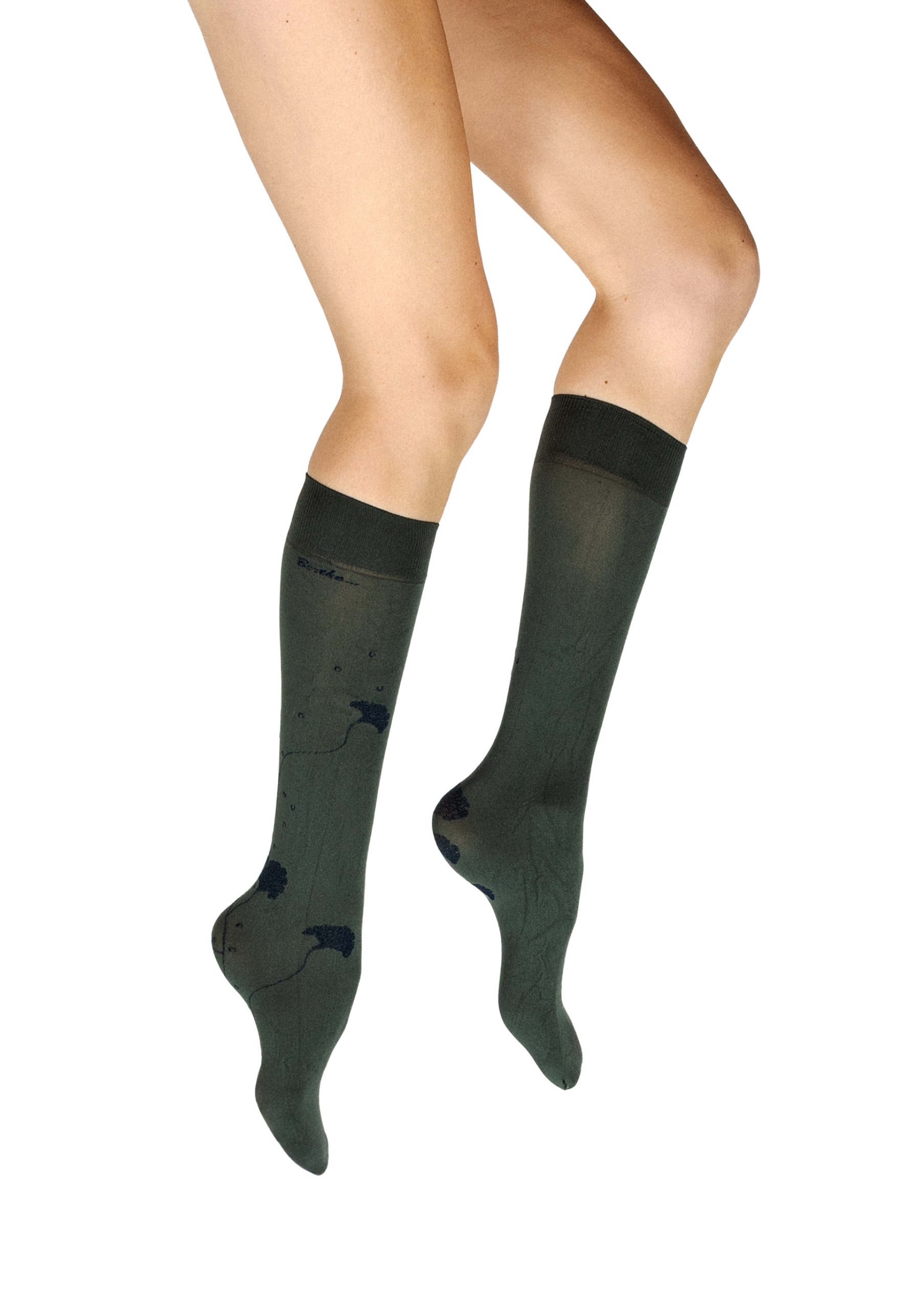 Mi-bas femme 40 deniers Berthe Albizia Kaki/Marine