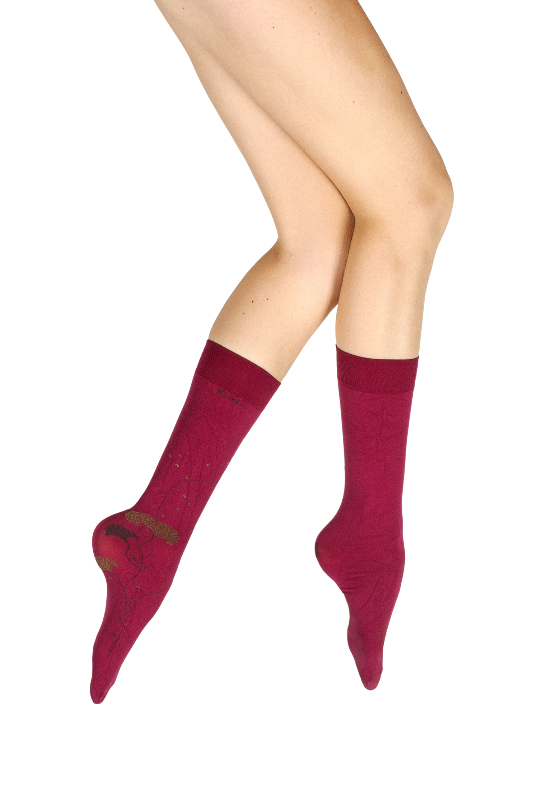 Mi-bas femme 40 deniers Albizia Berthe Fuchsia/Kaki/Gris