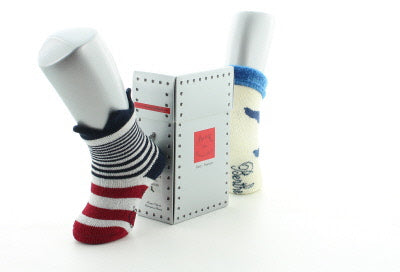 Boite cadeau chaussettes naissance ange et couronne ECRU/MARINE