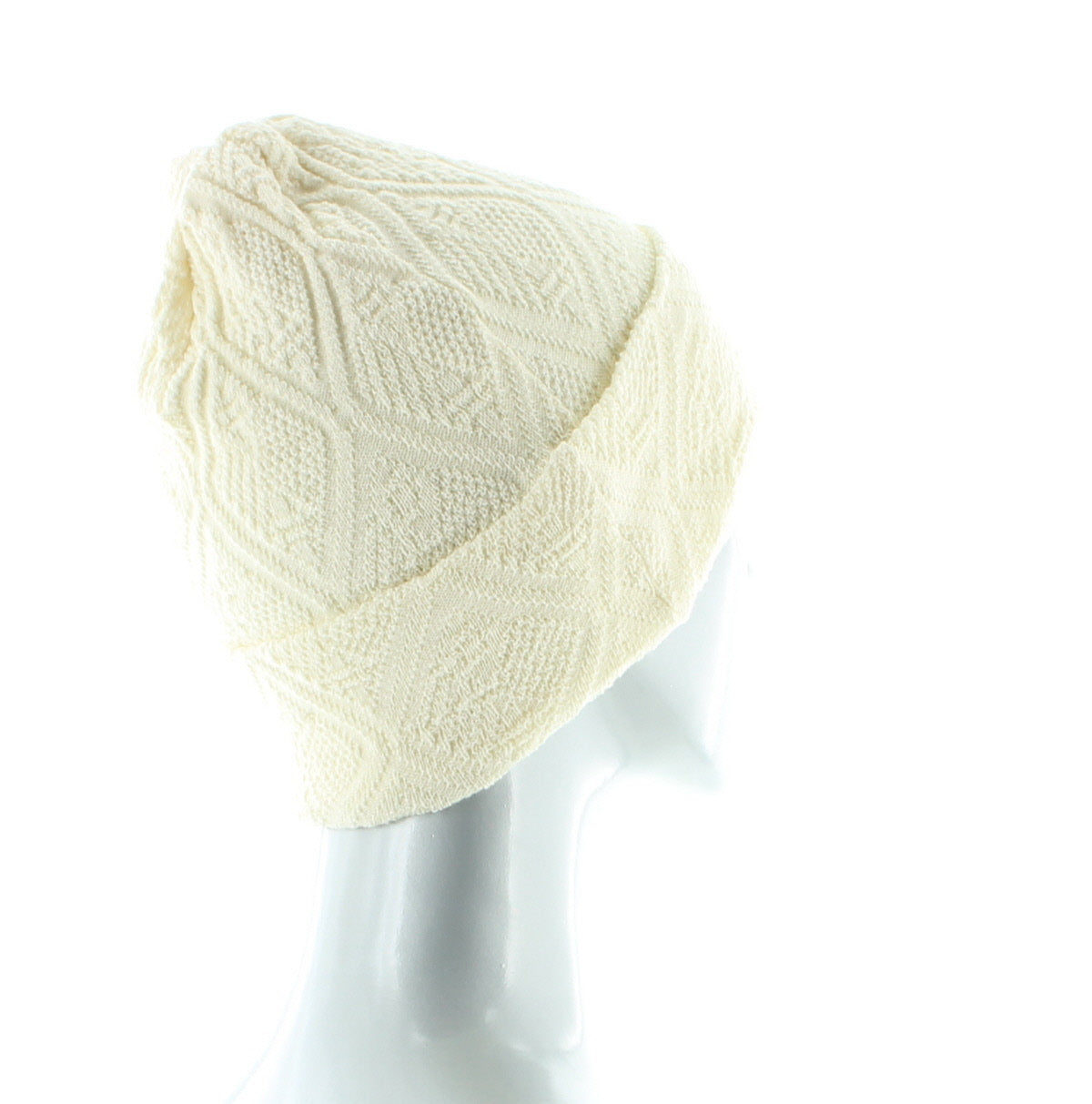 Bonnet Maille Jacquard en laine et coton Bio ECRU