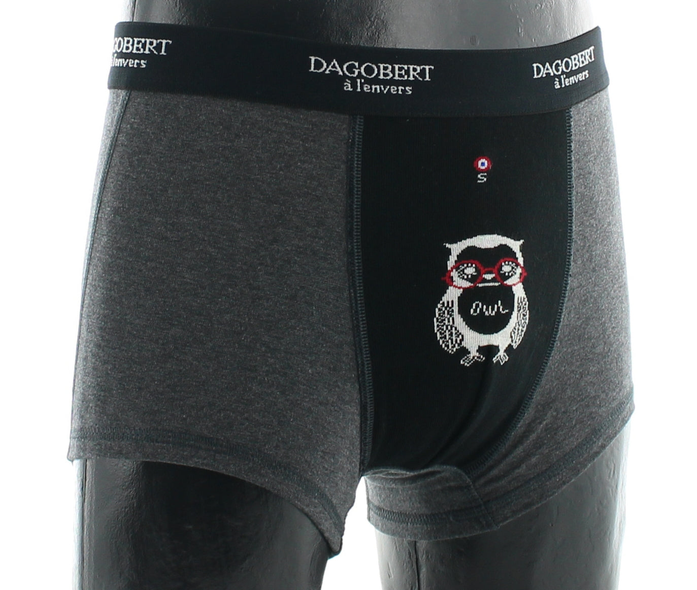 Boxer homme à motif Hibou - Gris et Noir GRIS-NOIR