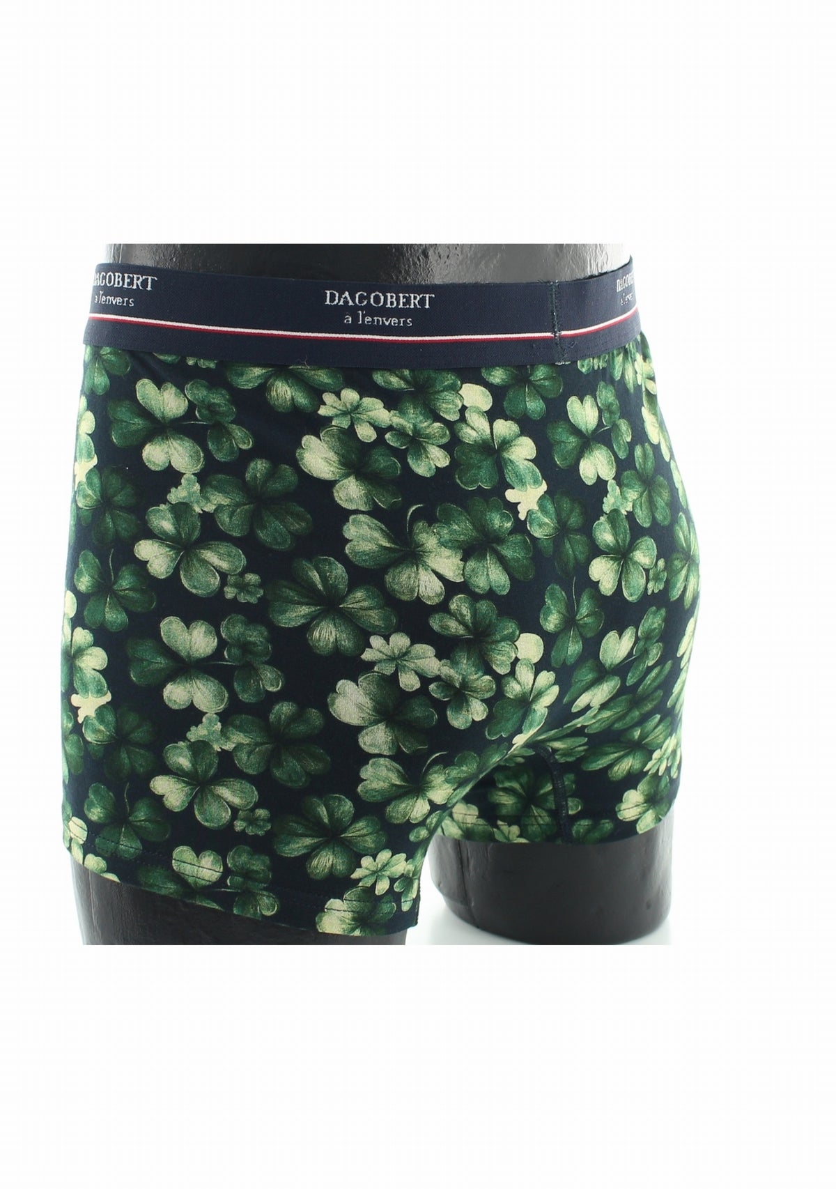 Boxer homme en coton motif Trèfle Marine - Dagobert à l’envers MARINE