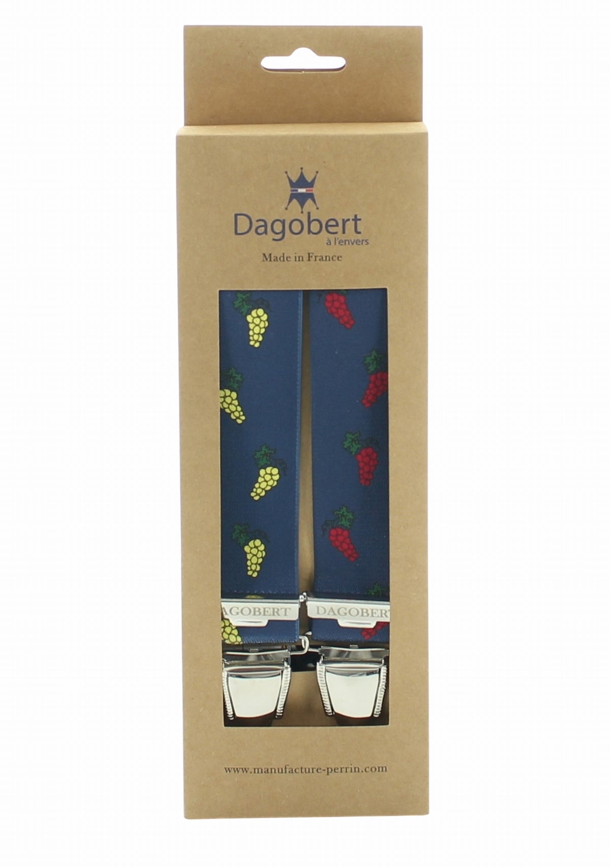 Bretelles mixtes motif Grappes de raisin asymétriques Marine - Dagobert à l'envers BLEU