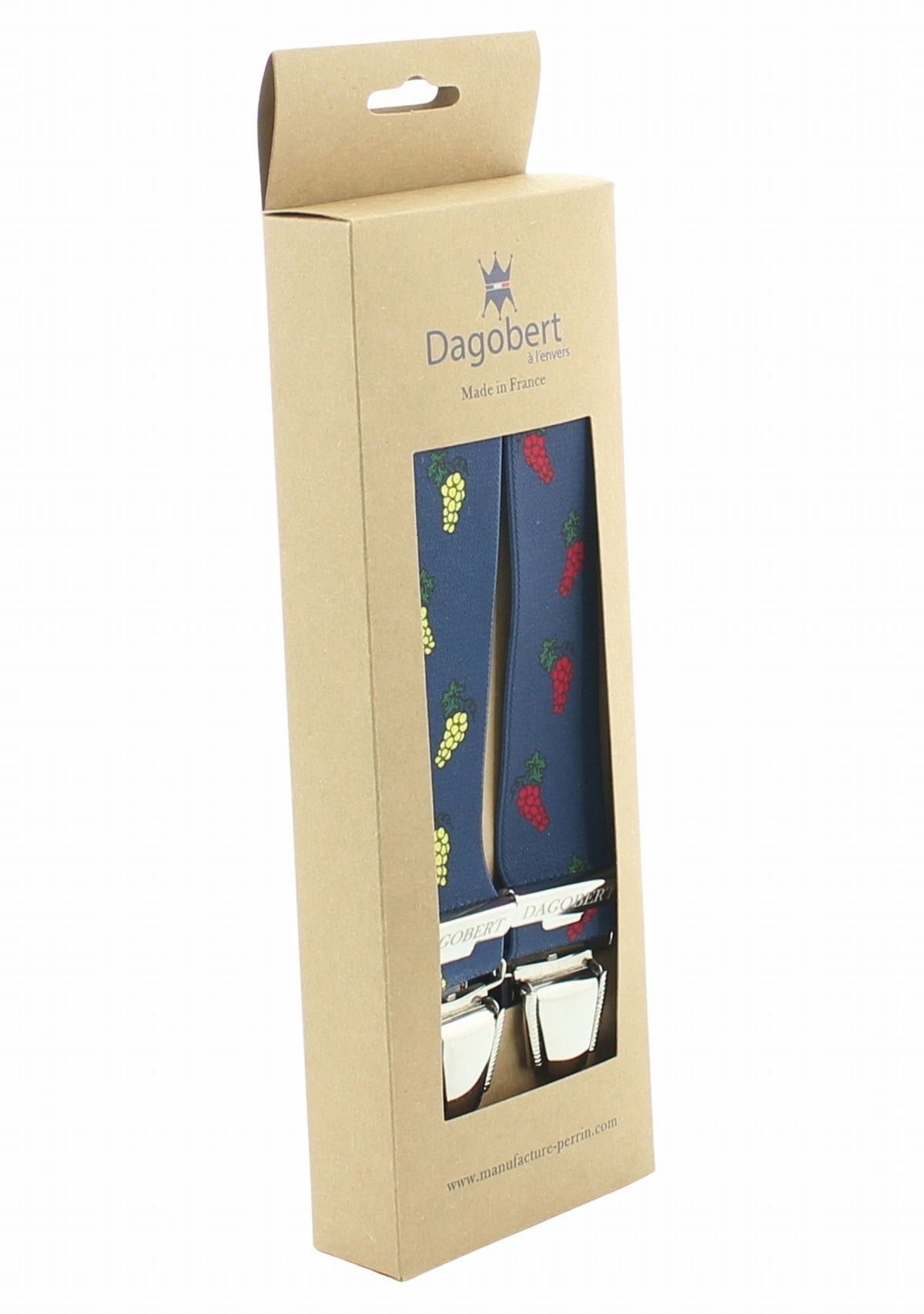 Bretelles mixtes motif Grappes de raisin asymétriques Marine - Dagobert à l'envers BLEU