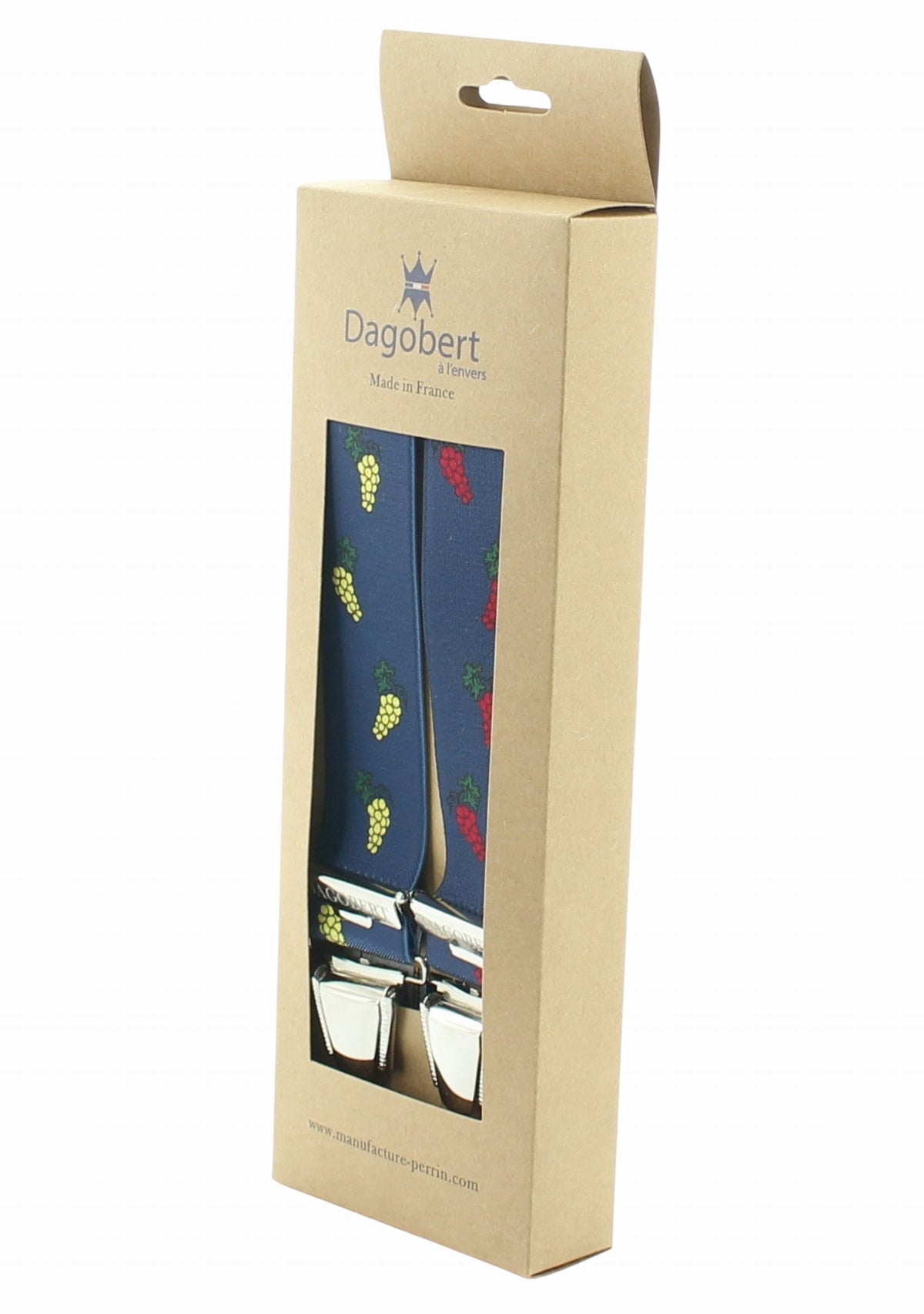 Bretelles mixtes motif Grappes de raisin asymétriques Marine - Dagobert à l'envers BLEU