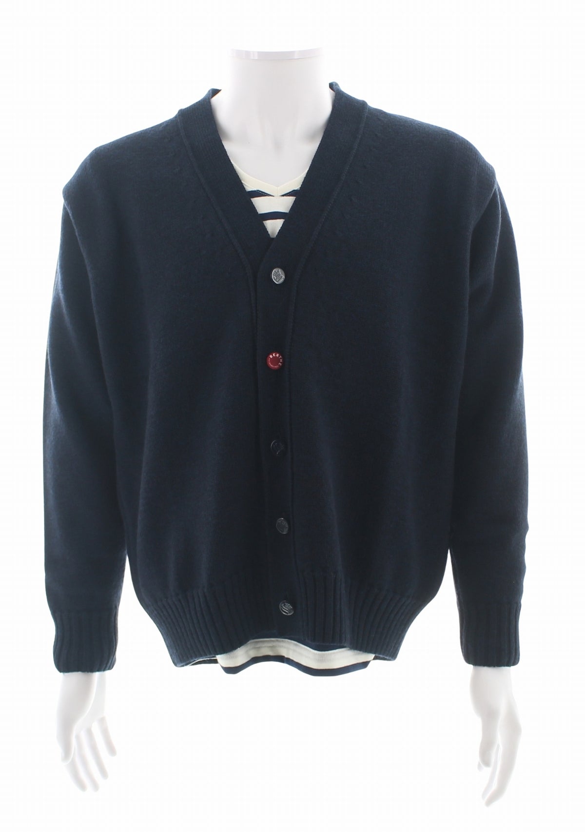 Cardigan mixte en laine marine à coudières Homard MARINE