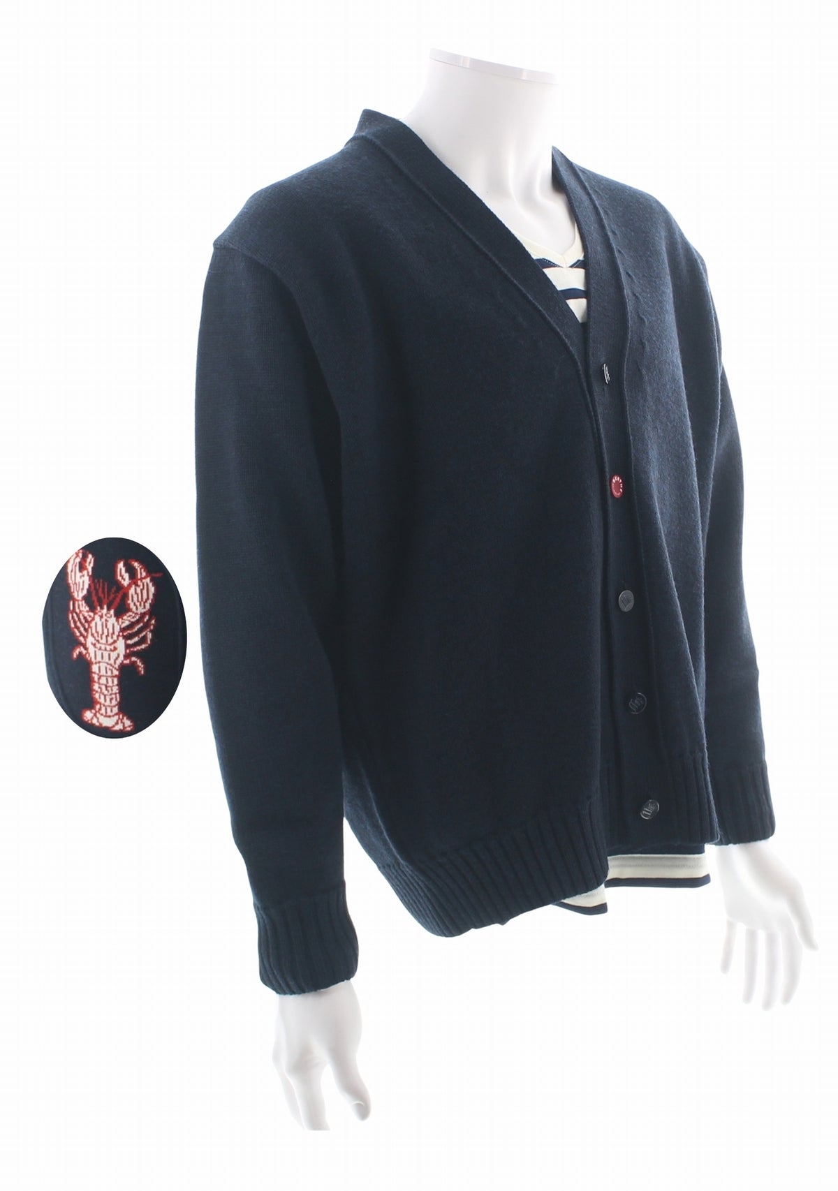 Cardigan mixte en laine marine à coudières Homard MARINE