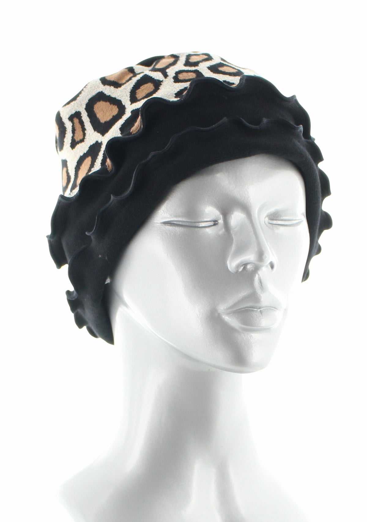 Chapeau Cloche Vintage En Feutrine Léopard Et Noir - Taille 59 - Occasion