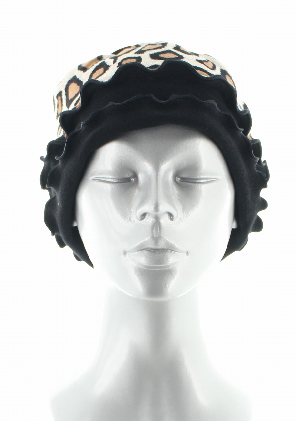 Chapeau femme coton Berthe Léopard NOIR