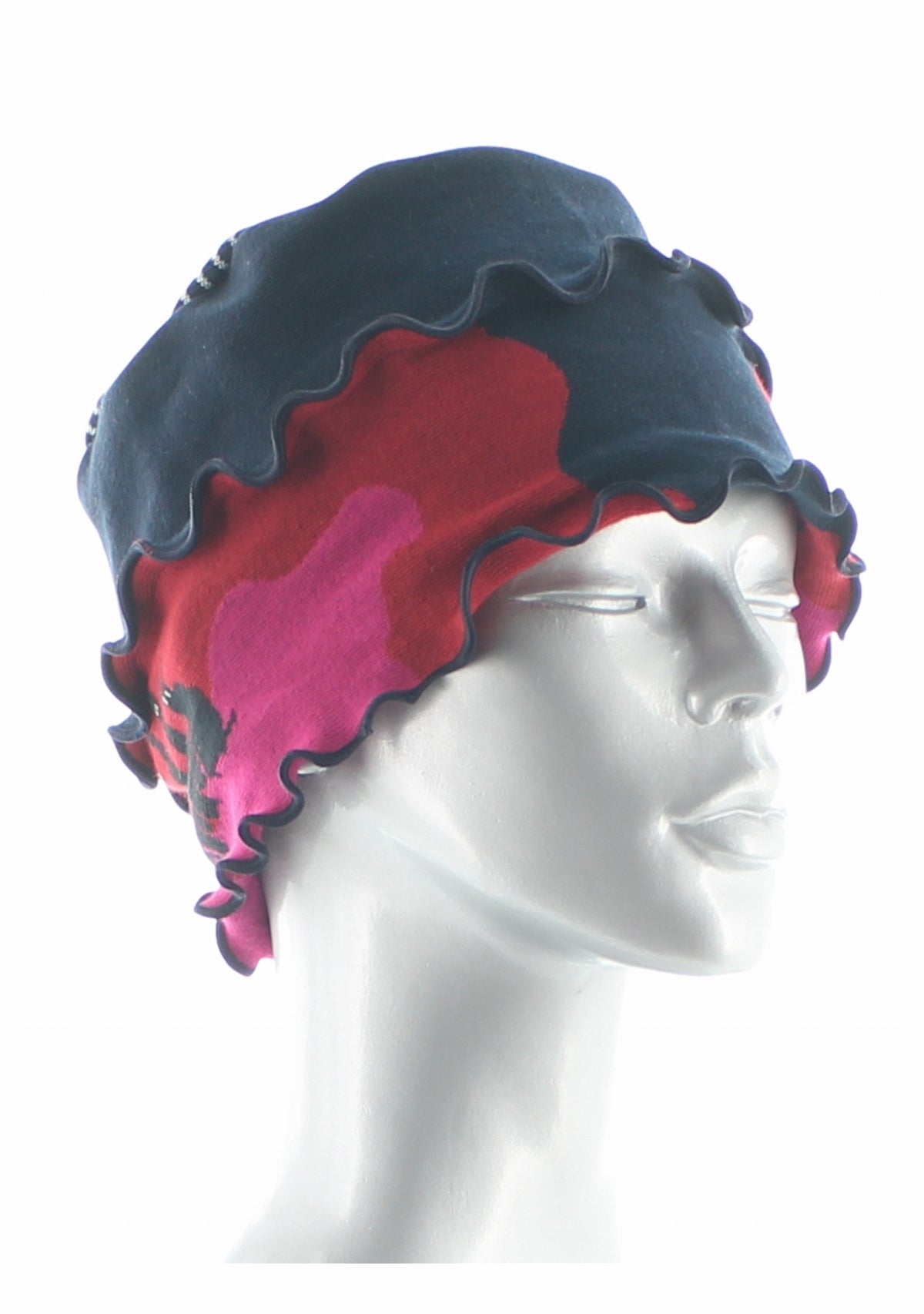 Chapeau femme coton Berthe Les Chats MARINE/ROUGE