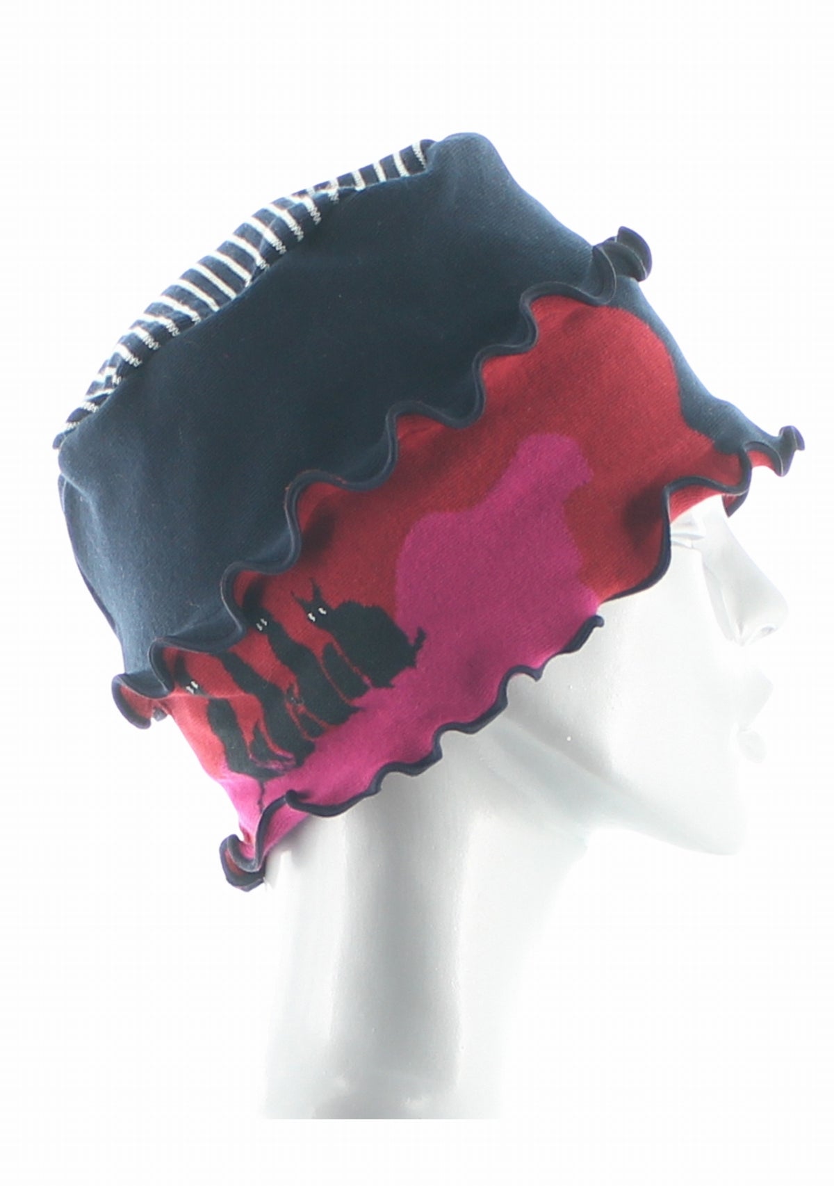 Chapeau femme coton Berthe Les Chats MARINE/ROUGE