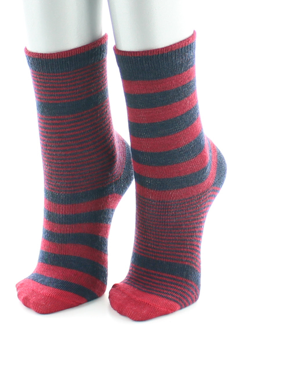Chaussette Rayures asymétriques rouge et marine ROUGE