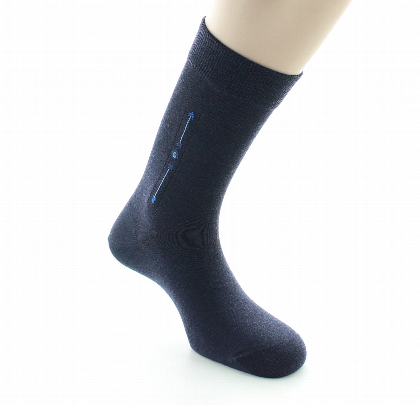 Chaussettes à baguette Flèche en laine peignée MARINE