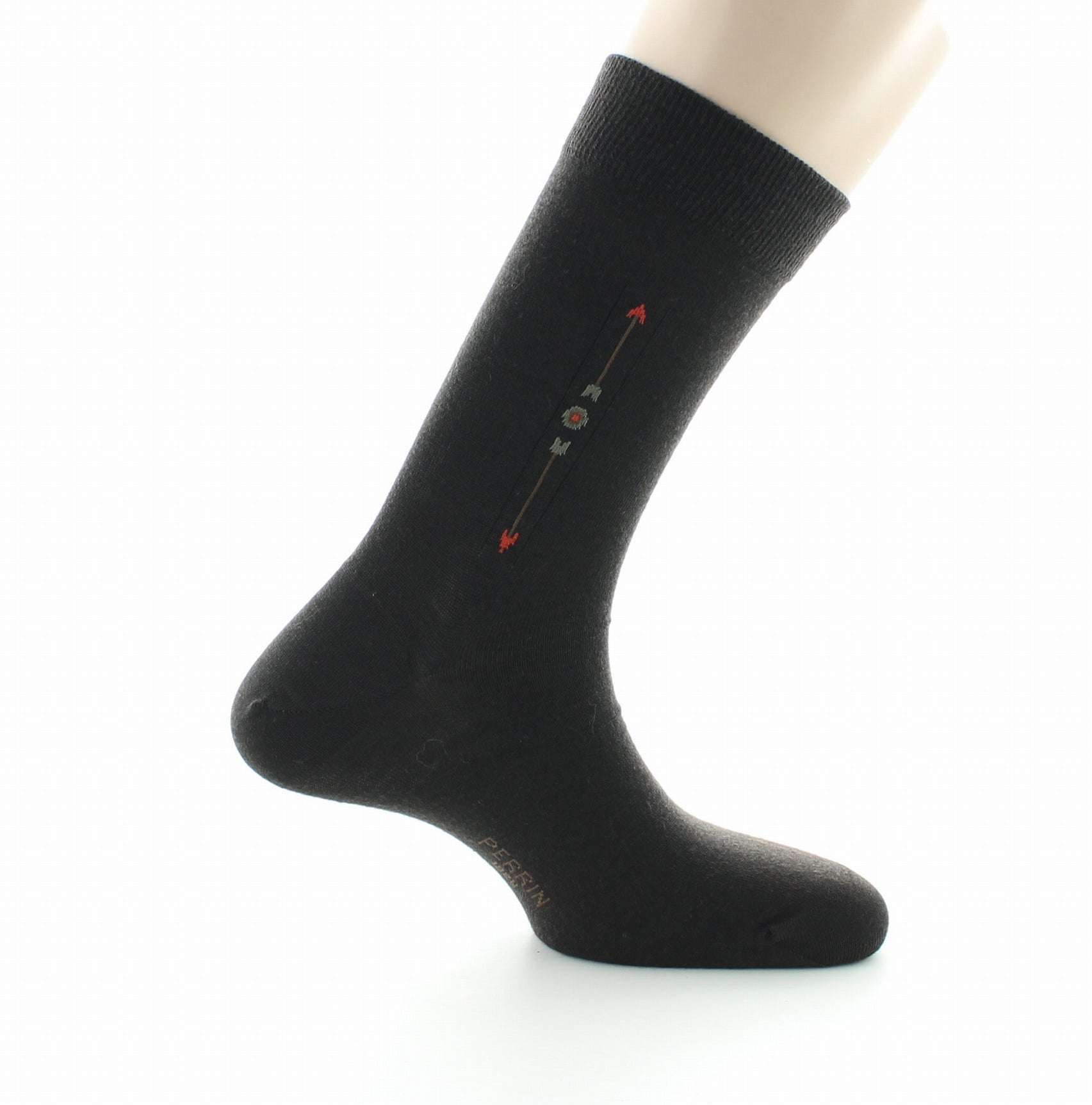 Chaussettes à baguette Flèche en laine peignée MARRON