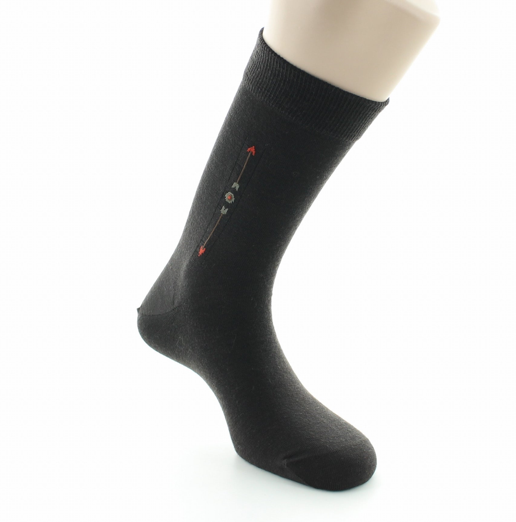 Chaussettes à baguette Flèche en laine peignée MARRON