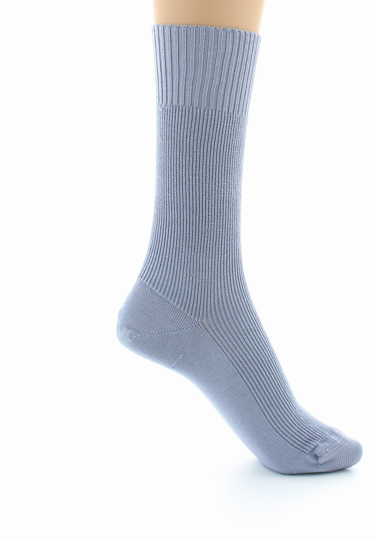 Chaussettes à côtes confort Fil d'écosse Sans élastique GRIS CLAIR