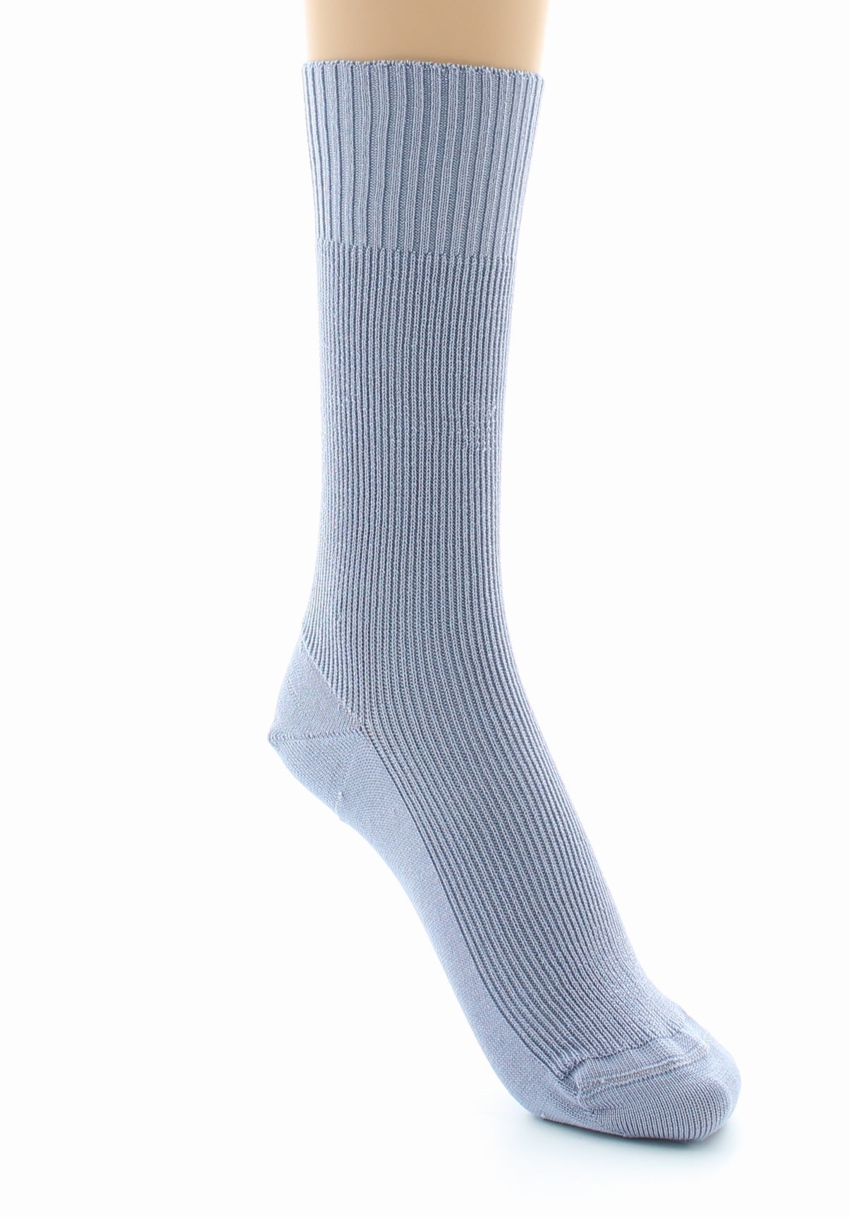 Chaussettes à côtes confort Fil d'écosse Sans élastique GRIS CLAIR