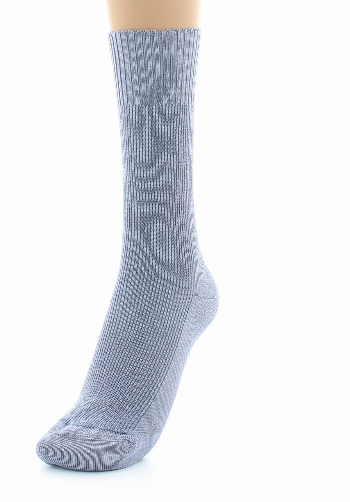 Chaussettes à côtes confort Fil d'écosse Sans élastique GRIS CLAIR