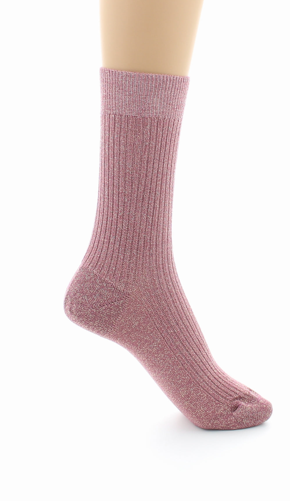 Chaussettes à côtes derby - Coton lurex VIEUX ROSE-OR