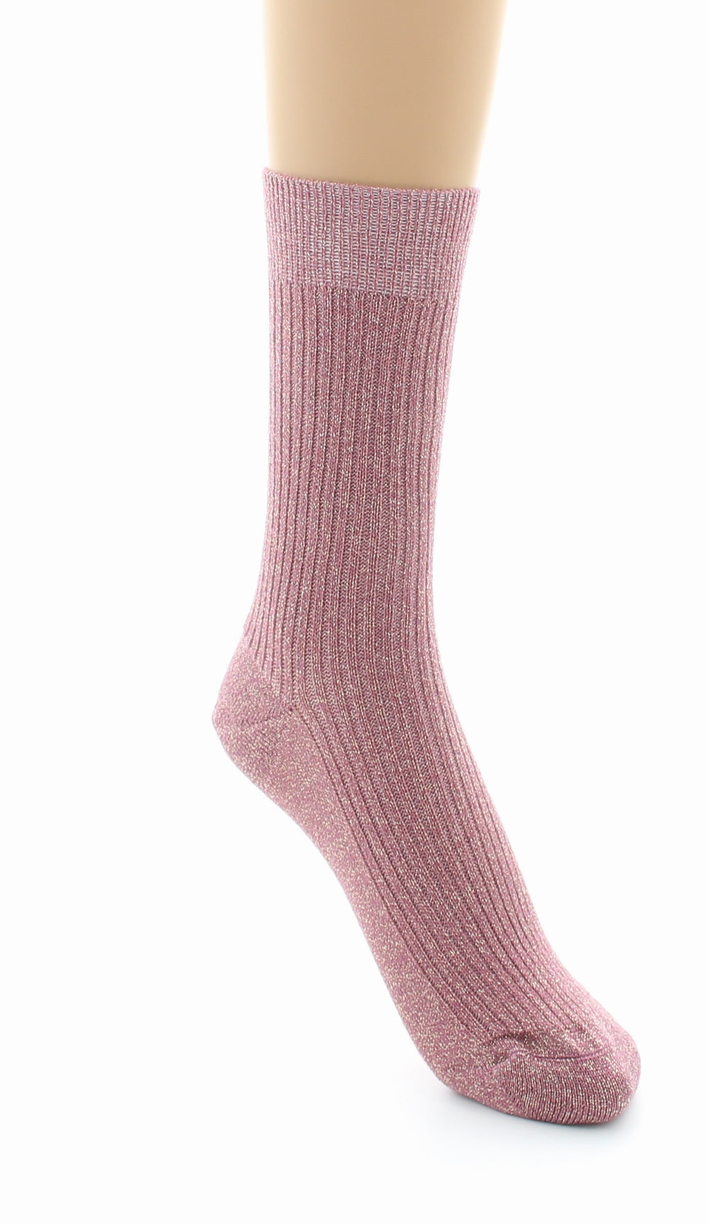 Chaussettes à côtes derby - Coton lurex VIEUX ROSE-OR