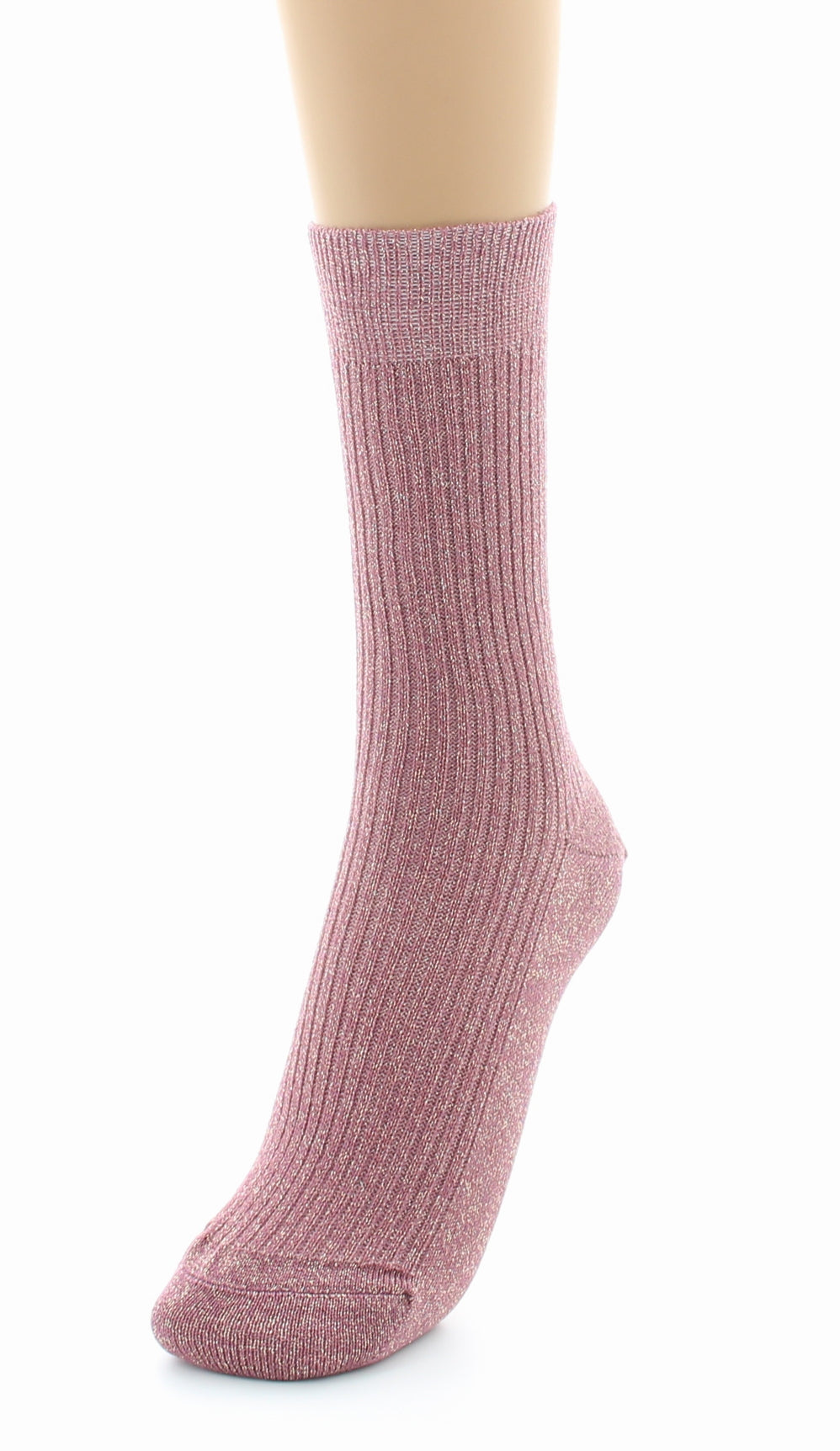 Chaussettes à côtes derby - Coton lurex VIEUX ROSE-OR