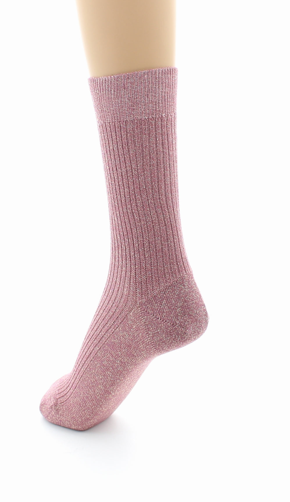 Chaussettes à côtes derby - Coton lurex VIEUX ROSE-OR