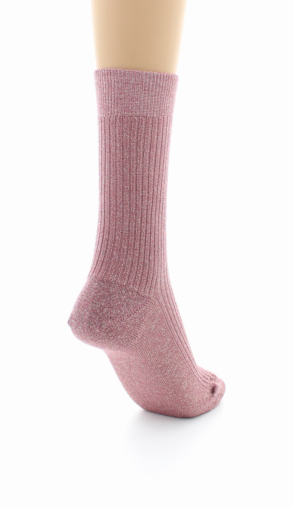 Chaussettes à côtes derby - Coton lurex VIEUX ROSE-OR