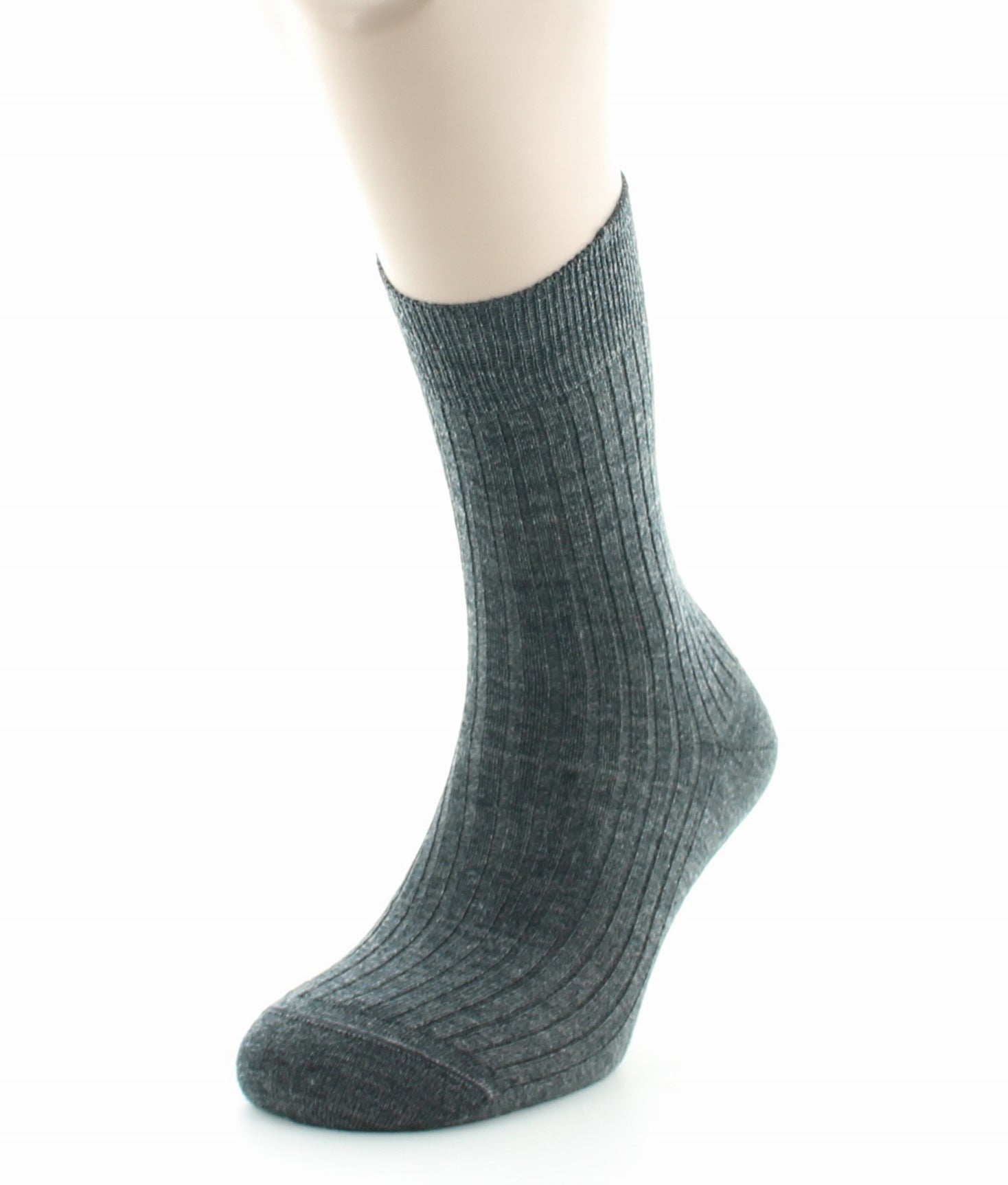 Chaussettes à côtes derby en laine vierge mélangée ANTHRACITE
