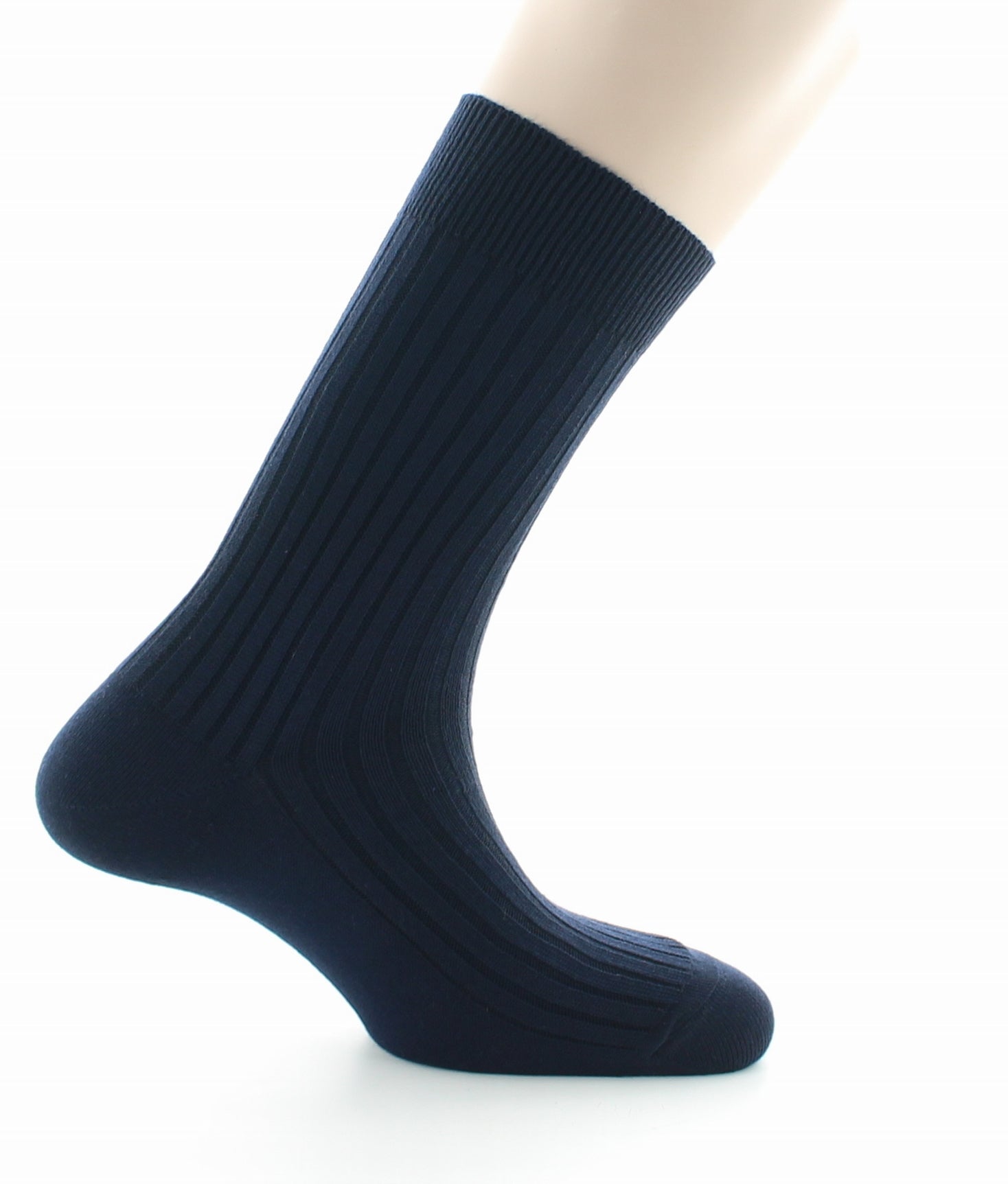 Chaussettes à côtes derby - Laine vierge mélangée MARINE