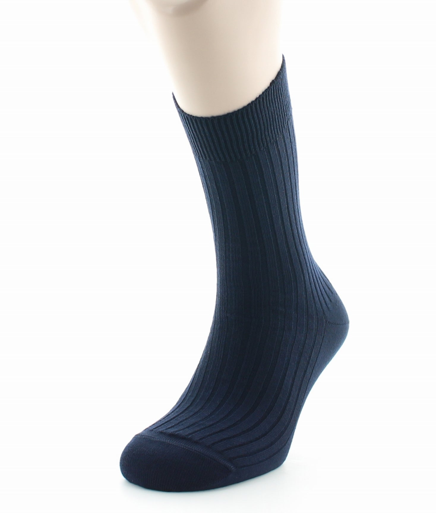 Chaussettes à côtes derby - Laine vierge mélangée MARINE