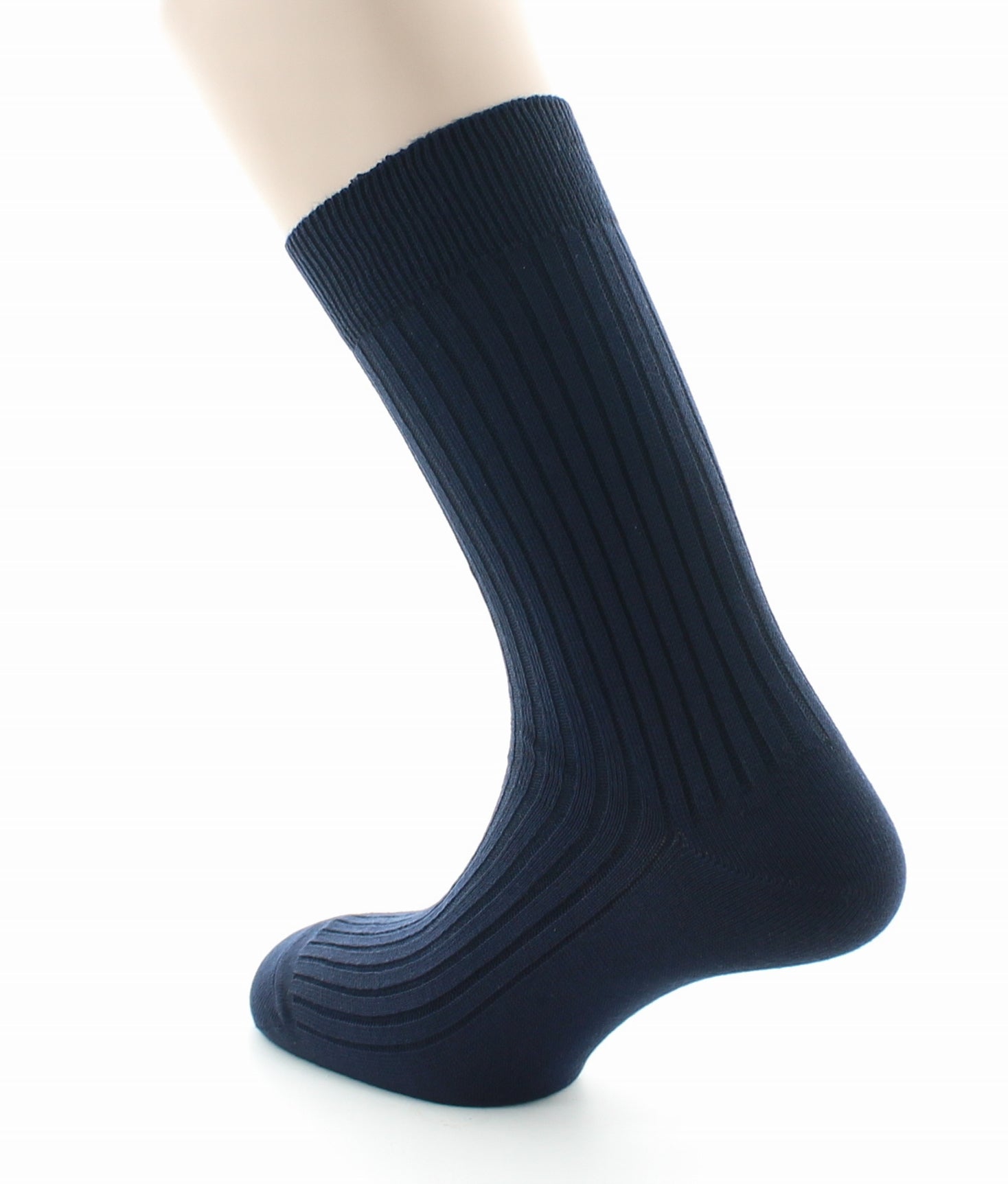 Chaussettes à côtes derby - Laine vierge mélangée MARINE