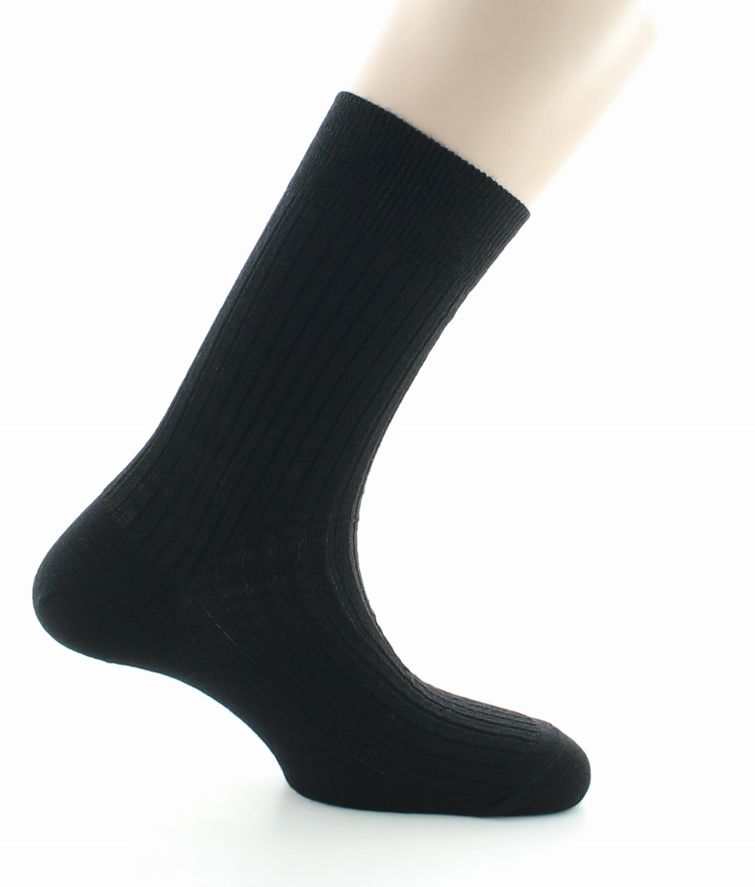 Chaussettes à côtes derby - Laine vierge mélangée NOIR