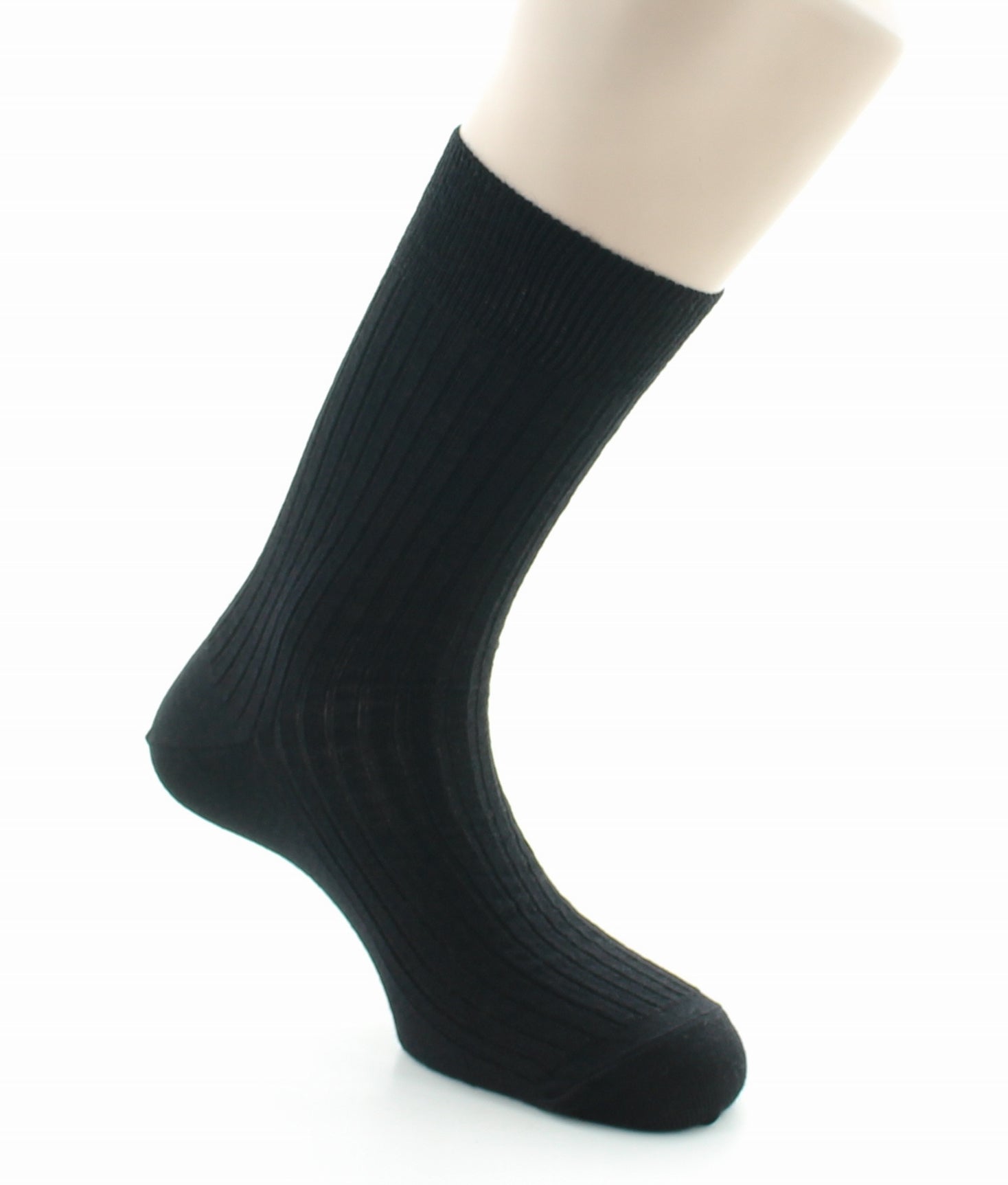 Chaussettes à côtes derby - Laine vierge mélangée NOIR