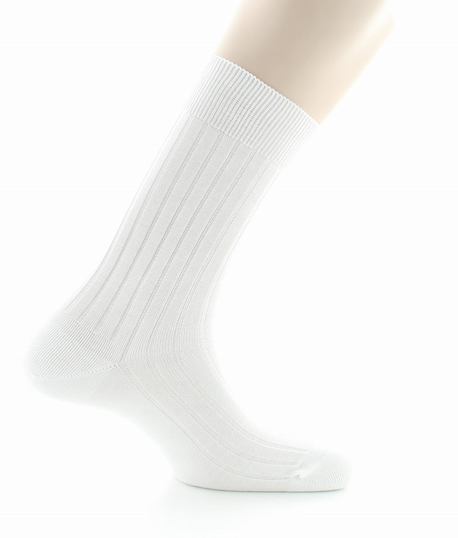 Chaussettes à côtes derby - Pur coton fil d'écosse BLANC