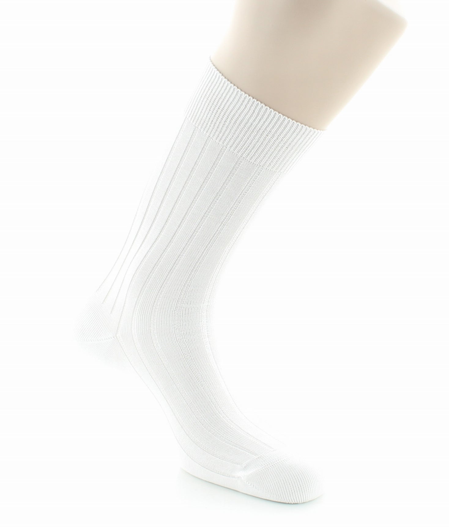 Chaussettes à côtes derby - Pur coton fil d'écosse BLANC