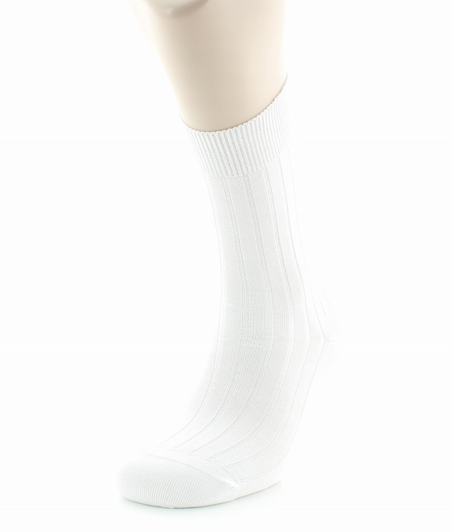 Chaussettes à côtes derby - Pur coton fil d'écosse BLANC