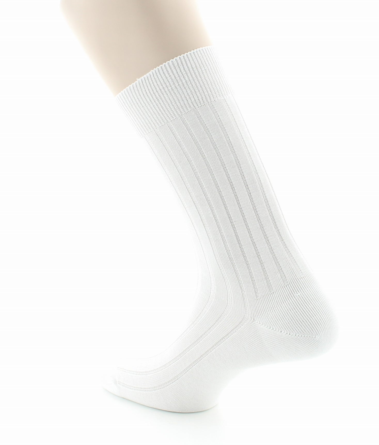 Chaussettes à côtes derby - Pur coton fil d'écosse BLANC