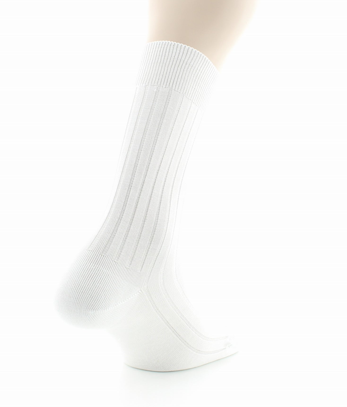 Chaussettes à côtes derby - Pur coton fil d'écosse BLANC