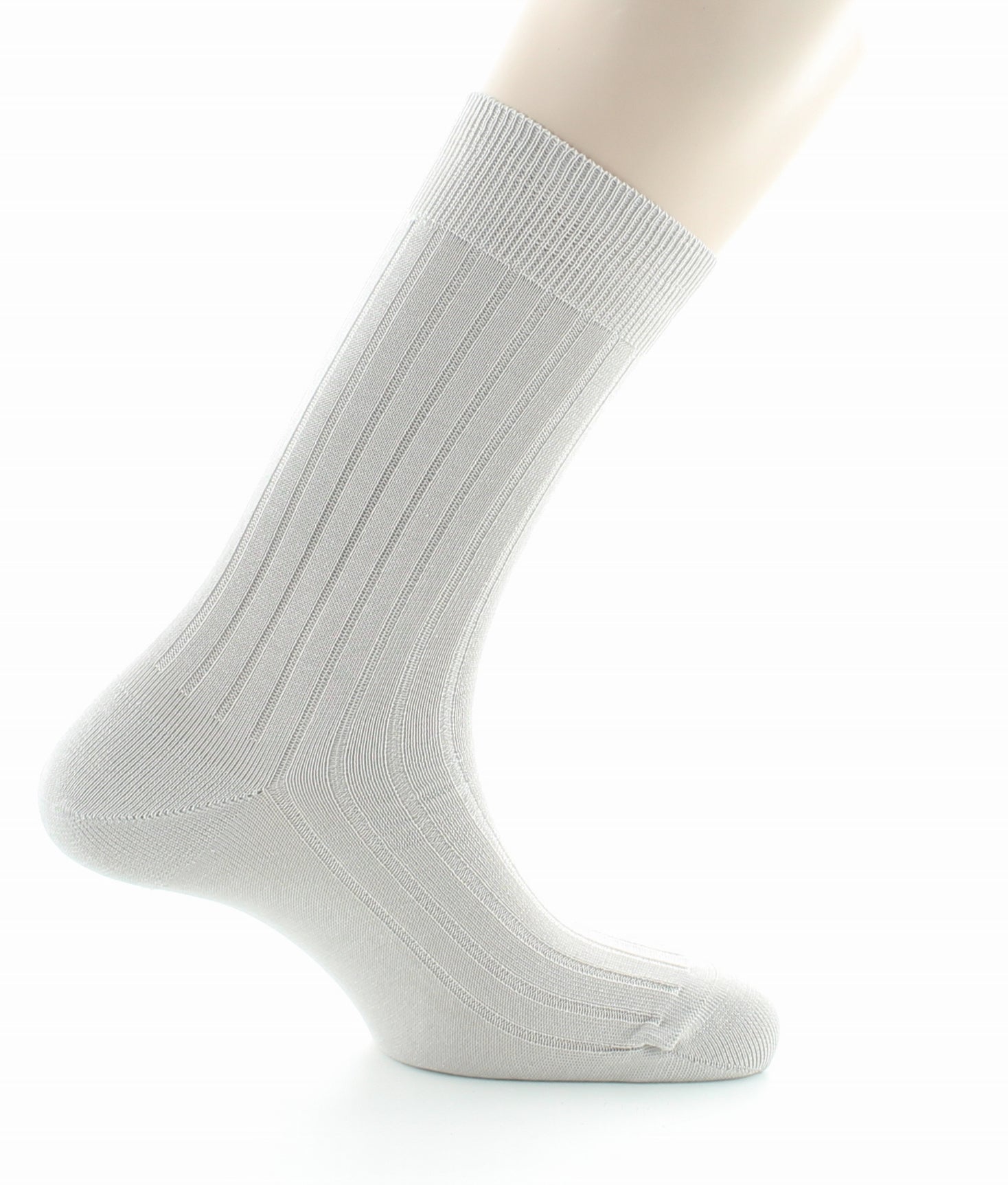 Chaussettes à côtes derby - Pur coton fil d'écosse GRIS CLAIR