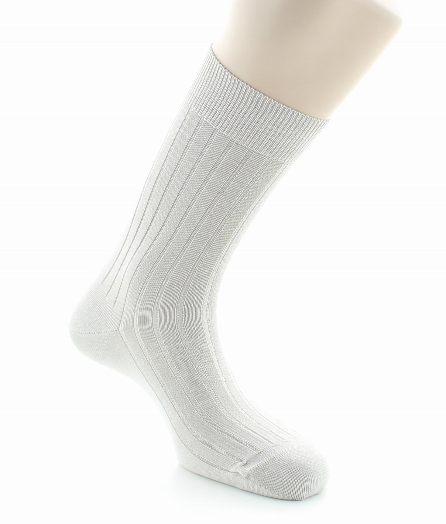 Chaussettes à côtes derby - Pur coton fil d'écosse GRIS CLAIR